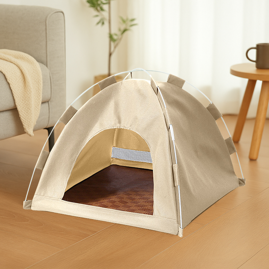 露營風寵物帳篷【奶杏XL號】 狗帳篷 寵物帳篷 貓帳篷 寵物窩 寵物帳篷窩 可拆洗 四季通用 貓咪戶外帳篷 透氣可摺疊 迷你帳篷 寵物, , large