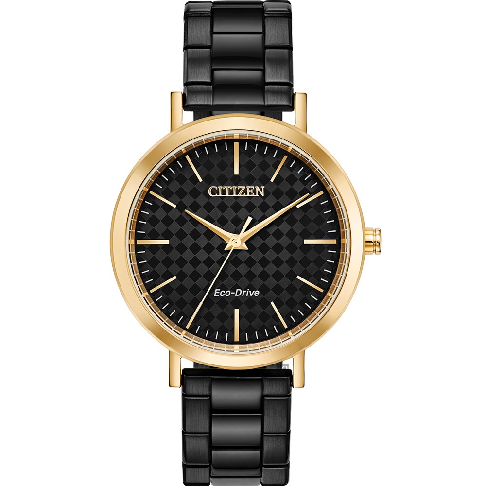 CITIZEN 星辰 光動能格紋女錶-36.5mm(EM0768-54E), , large