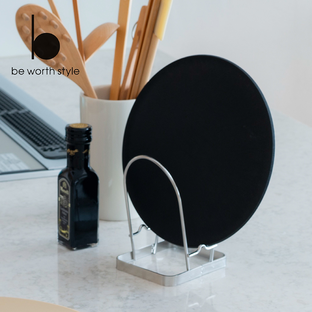 【be worth style】Japan-Made 304 Stainless Steel V-Shaped Cutting Board Stand (Holds Two Cutting Boards / Pot Lid Storage), , large