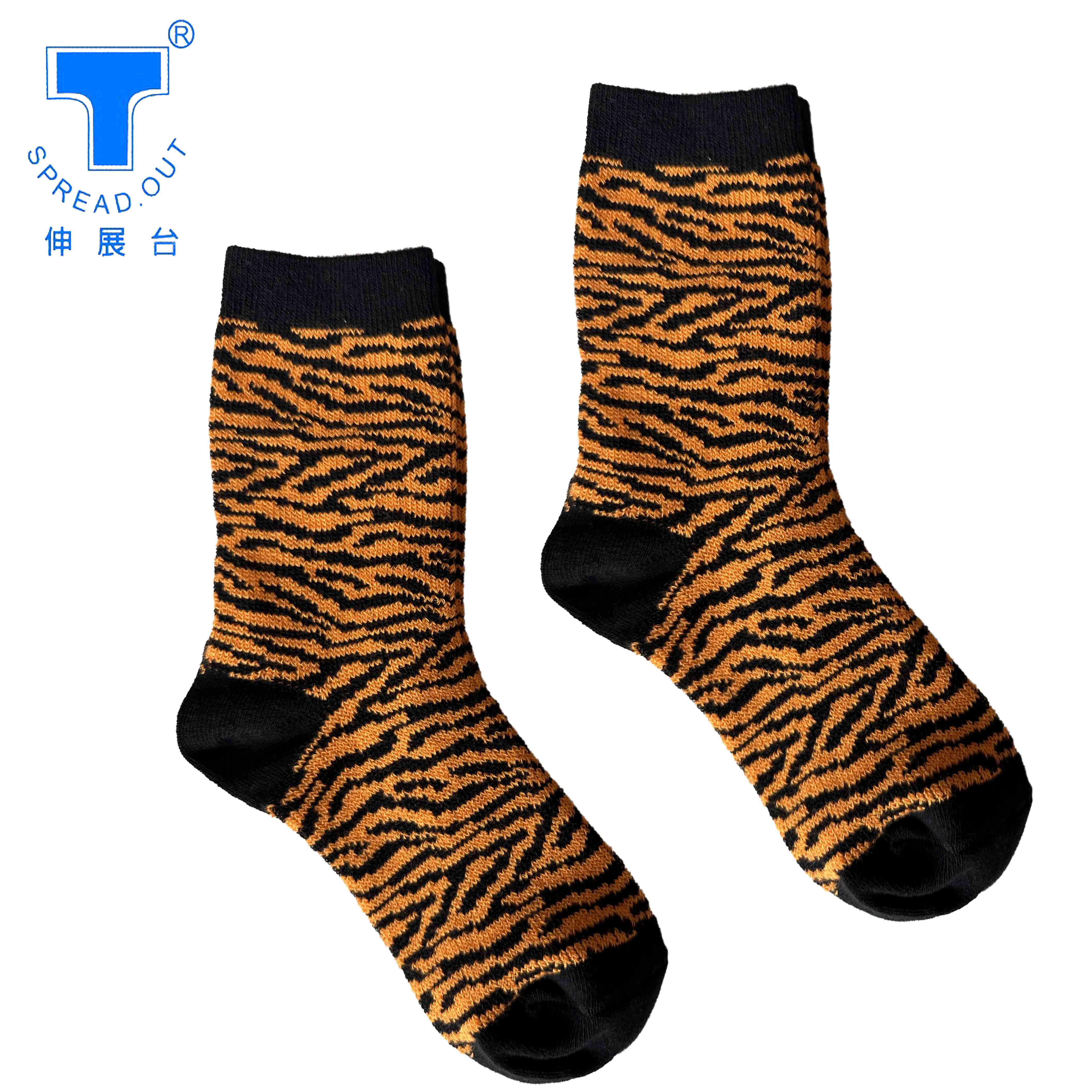 [Runway Socks]Women's Fashion Animal Print Socks &ndash; Double Cylinder Knit, White (1 Pair)