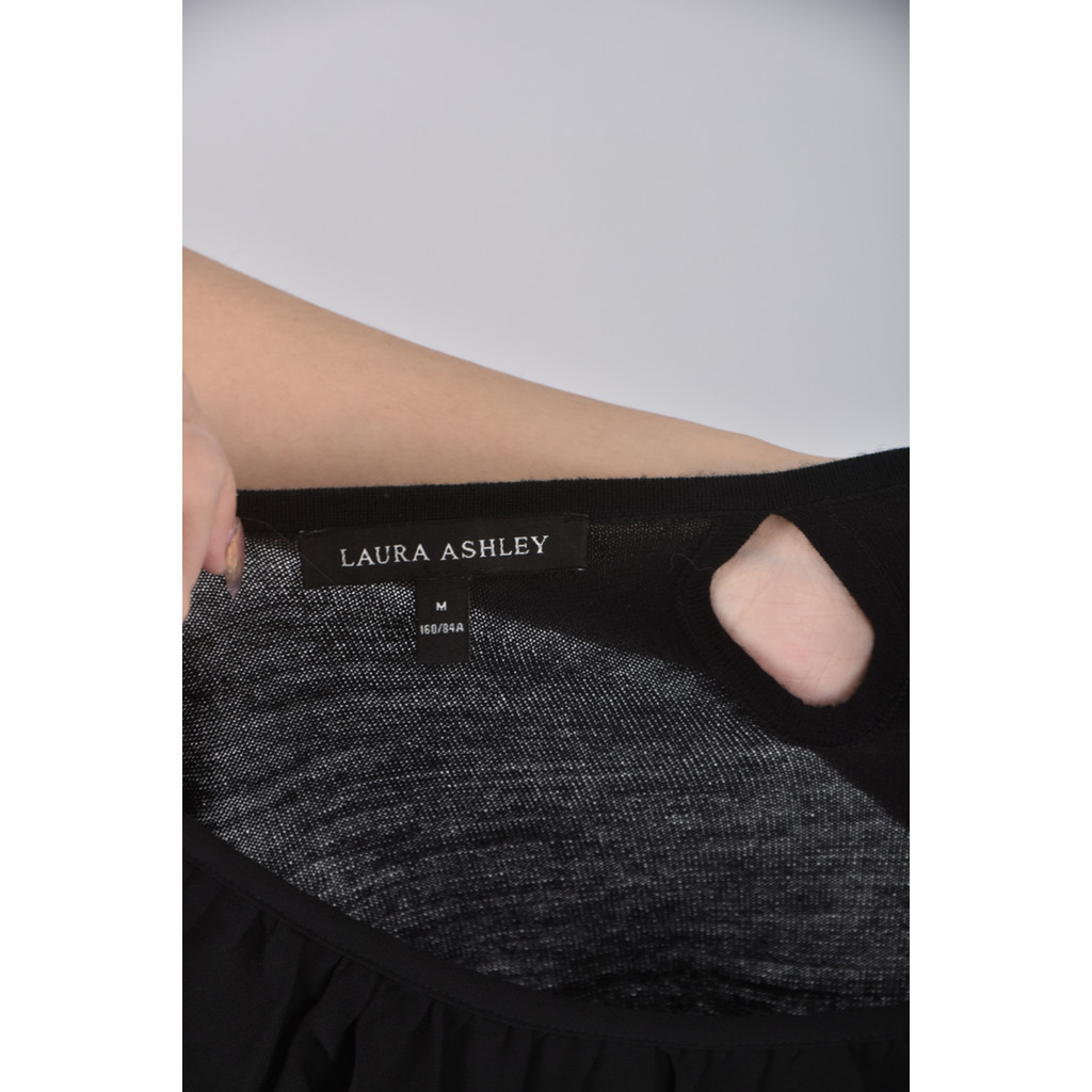 (S) laura ashley羊毛圓領黑色長袖上衣二手衣, , large