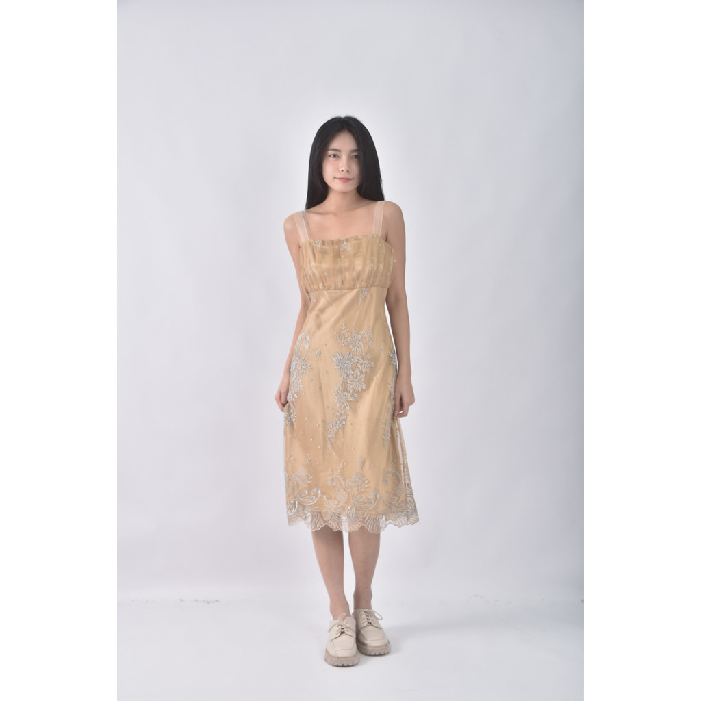 (S) bernis禮服網紗黃色洋裝二手衣, , large