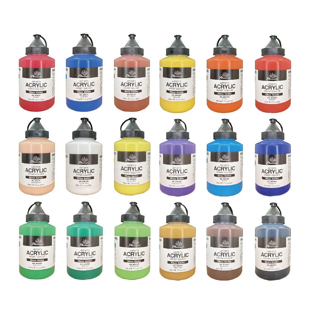 【Phoenix鳳凰】亮光 壓克力 顏料 500ml / 瓶 NO. BFA 系列   -  多款可選, , large