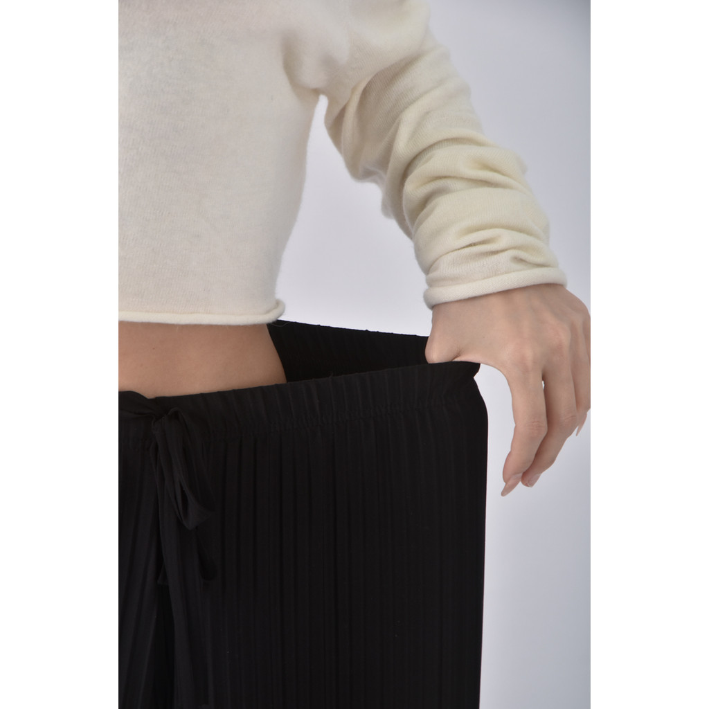 (S) 高腰雪紡氣質黑色長褲二手衣, , large