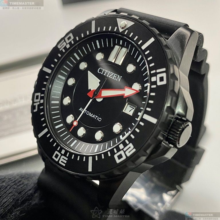[星晴錶業]CITIZEN手錶,44mm,CI00013黑色錶面黑錶殼深黑色矽膠錶帶款, , large