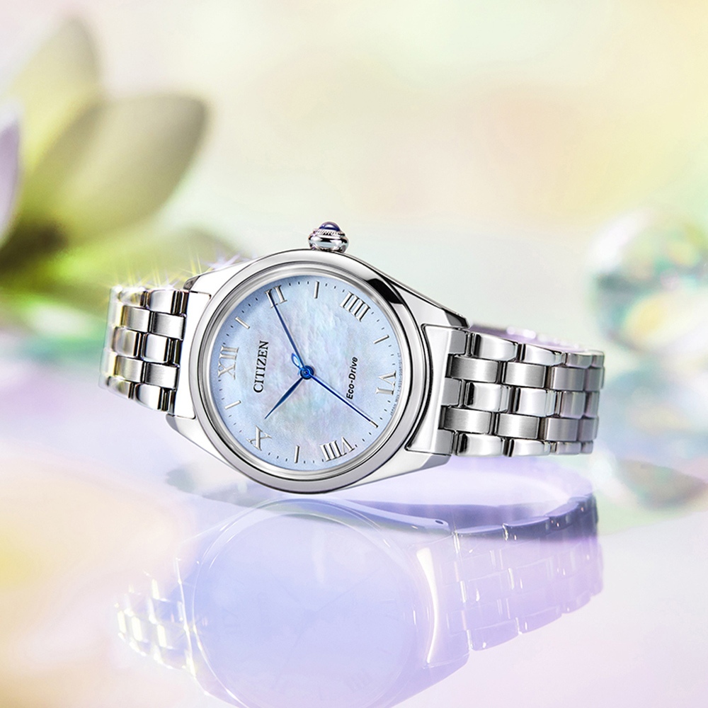 CITIZEN 星辰 L系列 珍珠貝光動能大三針女錶 EM1140-80D, , large