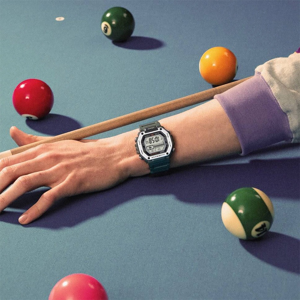 CASIO 卡西歐 10年電力金屬風計時手錶-綠 MWD-110H-3AV, , large