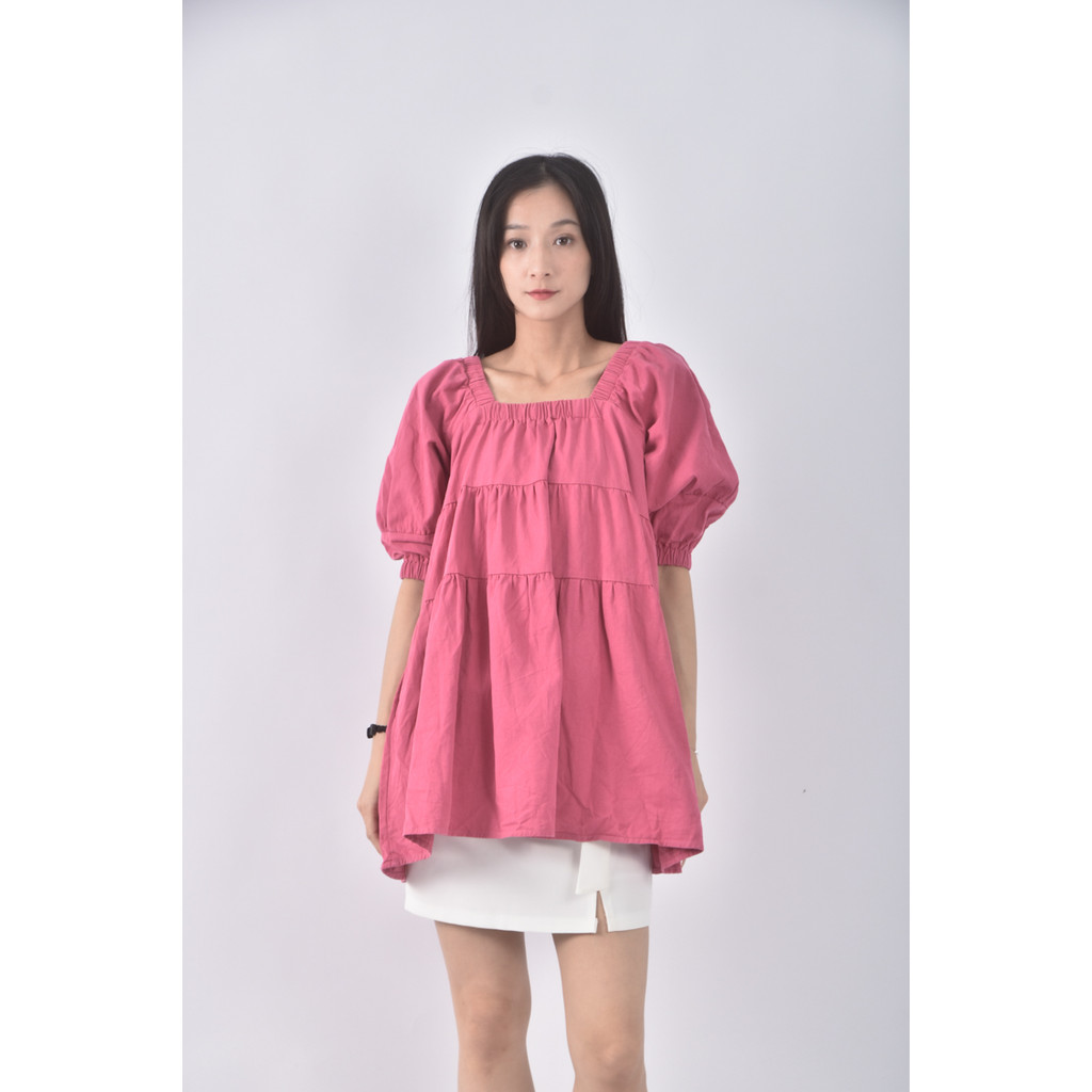 (M) 方領粉色洋裝二手衣