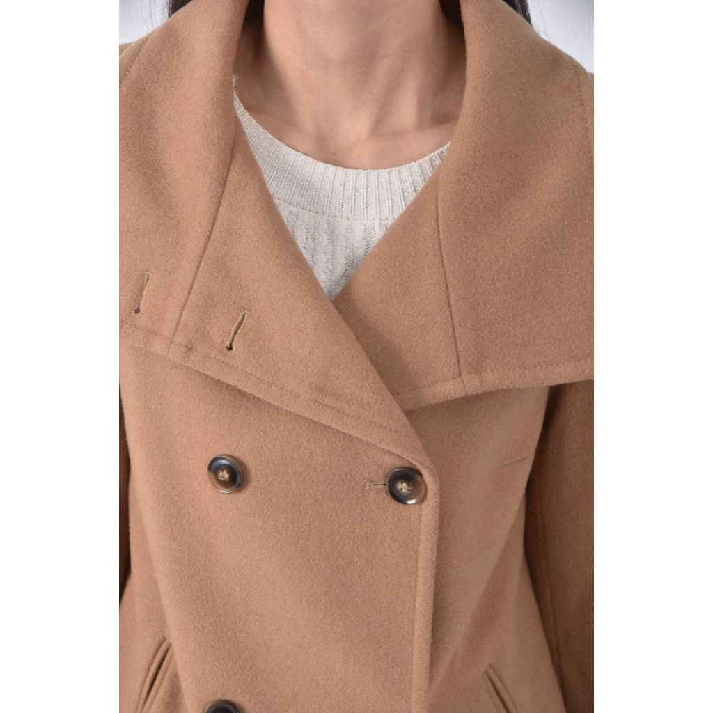 (M) united colors of benetton排扣棕色綁帶外套二手衣, , large