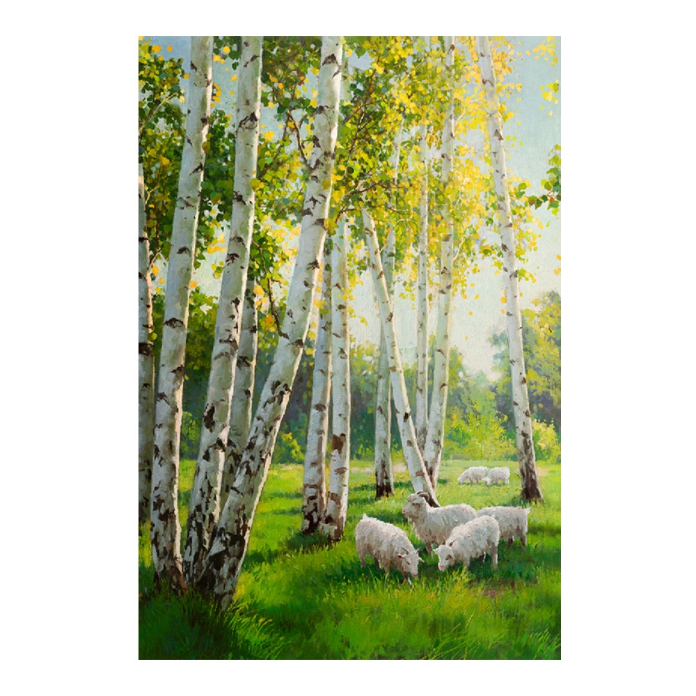 【御畫房】白樺林之春 國家一級畫師手繪油畫60×90cm(VF-99), , large