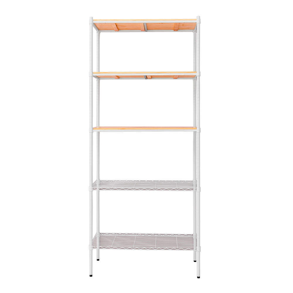 【Y HOUSE】90x45x210cm pine five-layer storage rack rack iron rack - painted white wood, , large