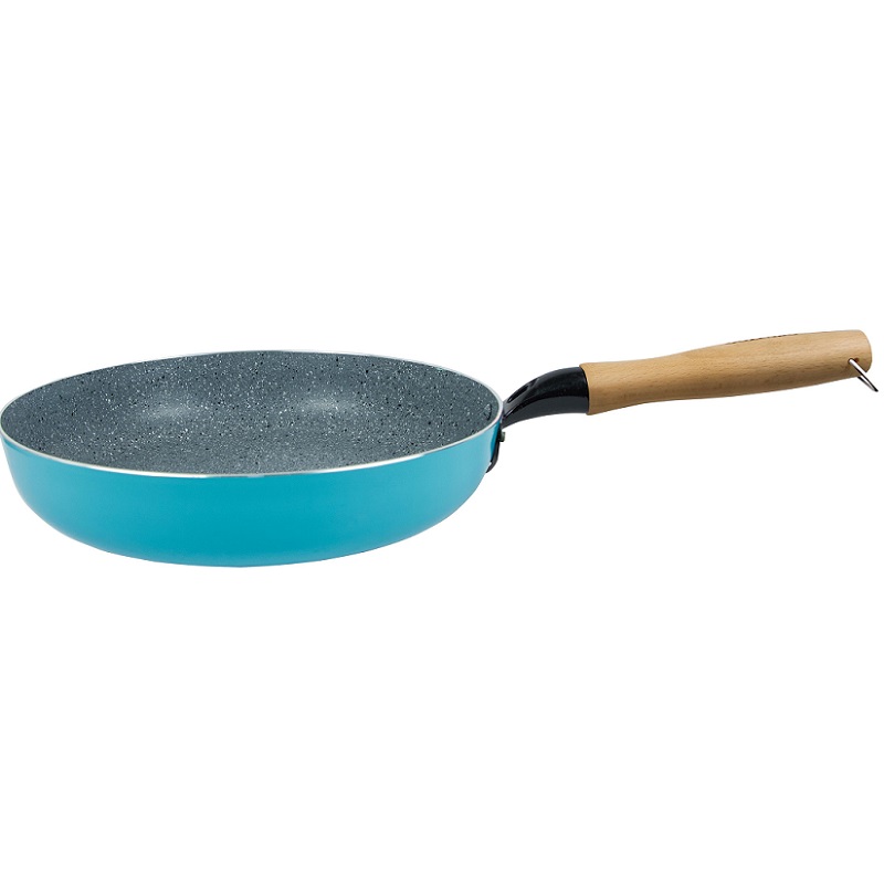 28CM simple granite flat frying pan, 粉藍色, large
