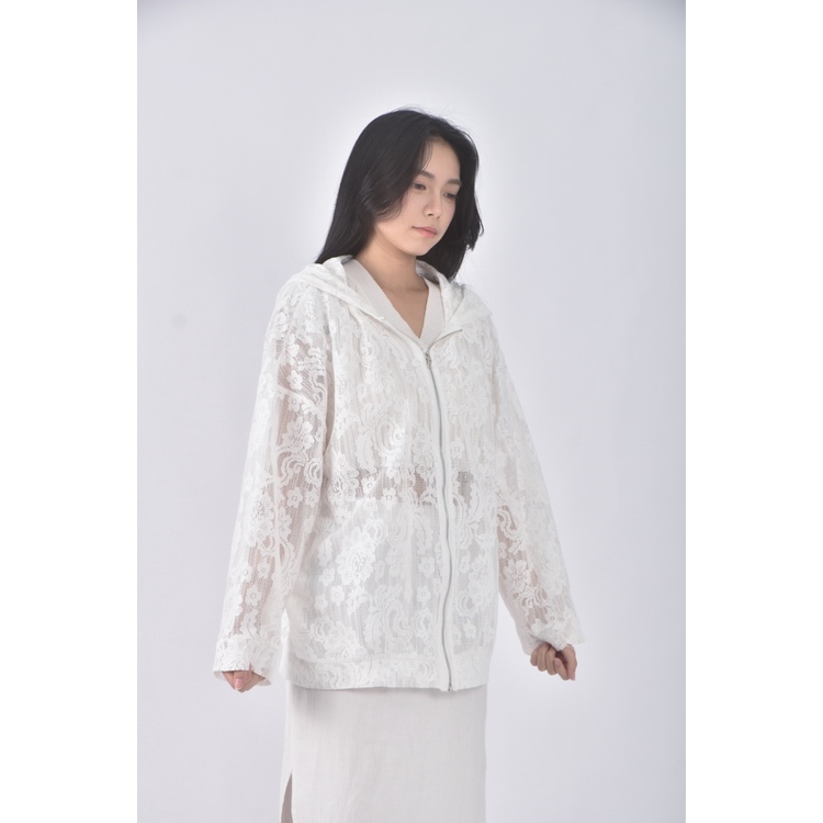 (F) space picnic質感連帽白色外套二手衣, , large