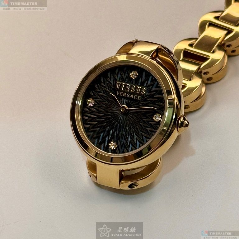 [星晴錶業]VERSUS VERSACE手錶,28mm,VV00378黑色錶面金色錶殼金色精鋼錶帶款, , large