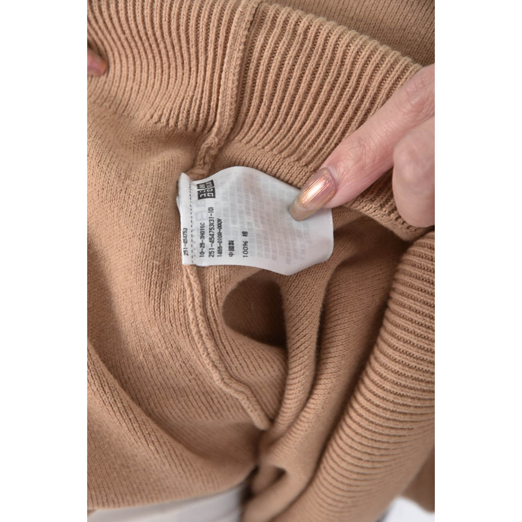 (XL) uniqlo質感棉質純棉杏色長袖上衣二手衣, , large