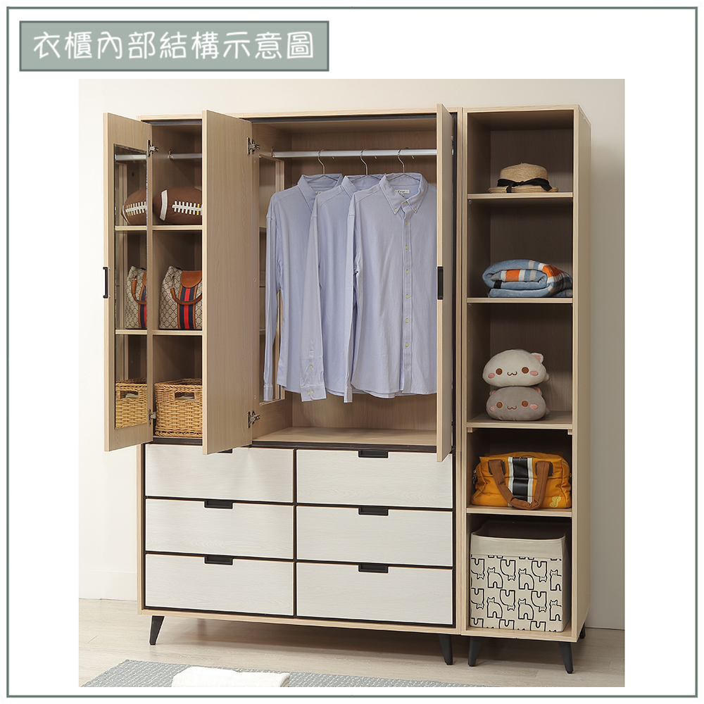 【唯熙傢俱】雷莎原木雙色5.3尺衣櫃, , large