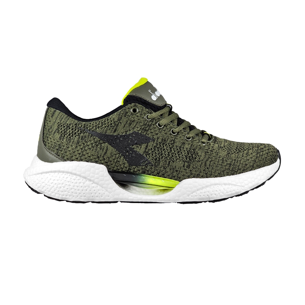 DIADORA迪亞多那 輕量避震慢跑鞋 男運動鞋 男鞋 透氣 針織 康特杯 Q彈 乳膠鞋墊 高彈 耐磨 止滑 綠 黑, , large