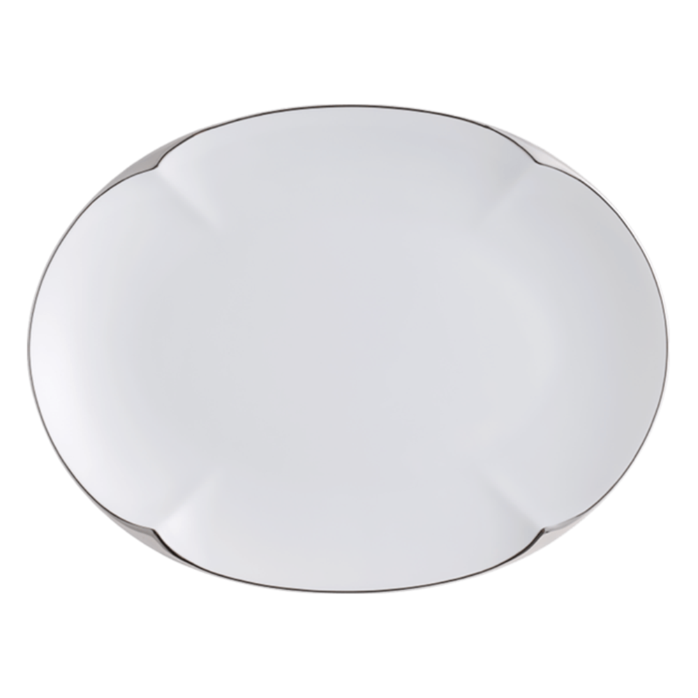 LEGLE - Ruyi Small Dish - Oval Plate with Silver Edge 21cm, , large