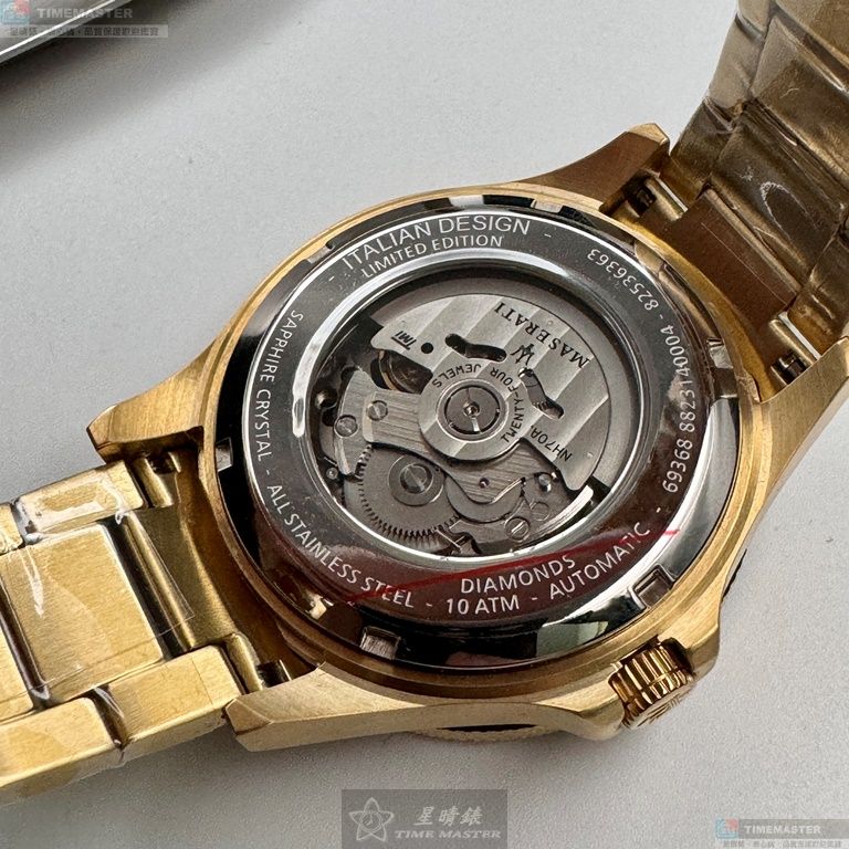 [星晴錶業]MASERATI手錶,44mm,R8823140004寶藍色錶面金色錶殼金色精鋼錶帶款, , large