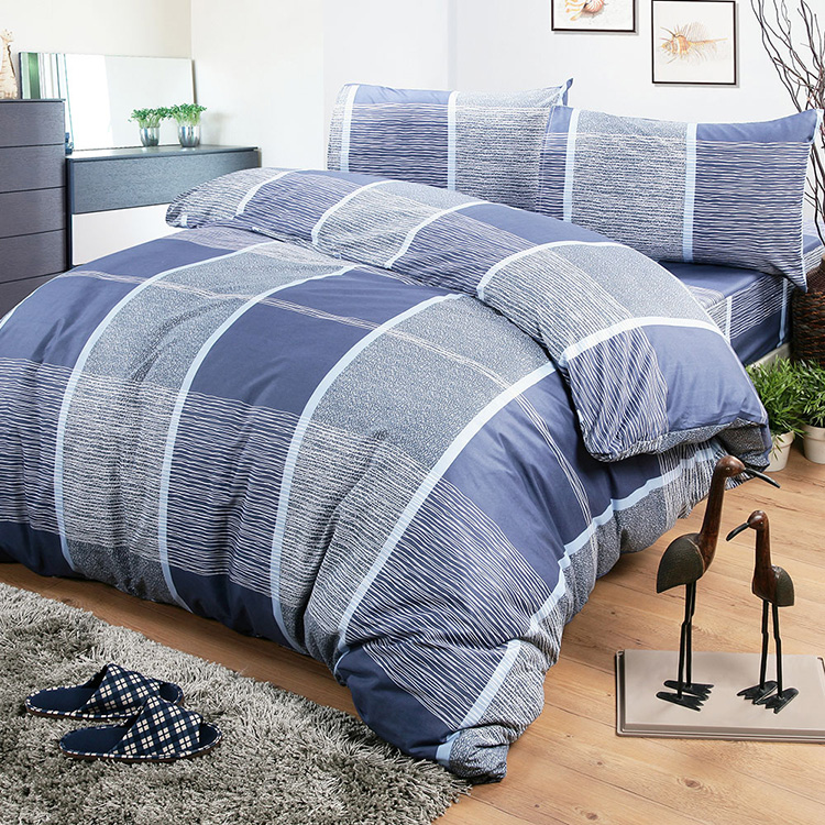 柔絲絨雙人加大四件式印花兩用被床包組