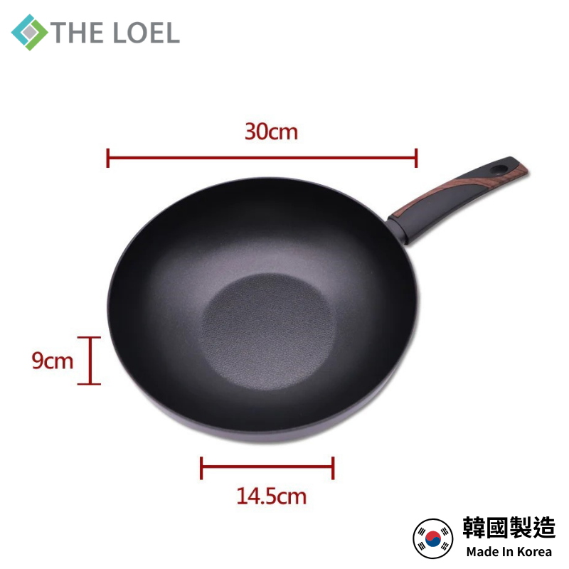 【THE LOEL】韓國天然原礦不挑爐不沾鍋系列-30cm深炒鍋附鍋蓋, , large