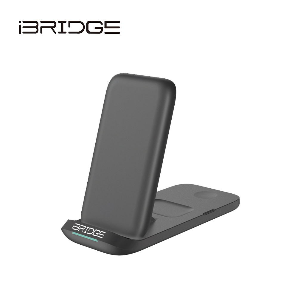 iBRIDGE 折疊三合一無線充電器-黑, , large