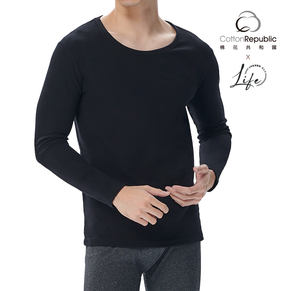 CR熾燒厚刷絨圓領男保暖衣, , large