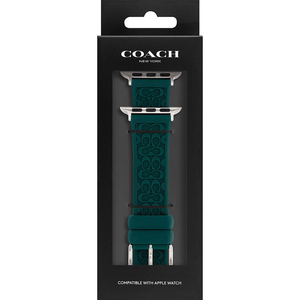 COACH Apple Watch 錶帶 38/40/41mm適用 綠色 矽膠錶帶(不含手錶), , large