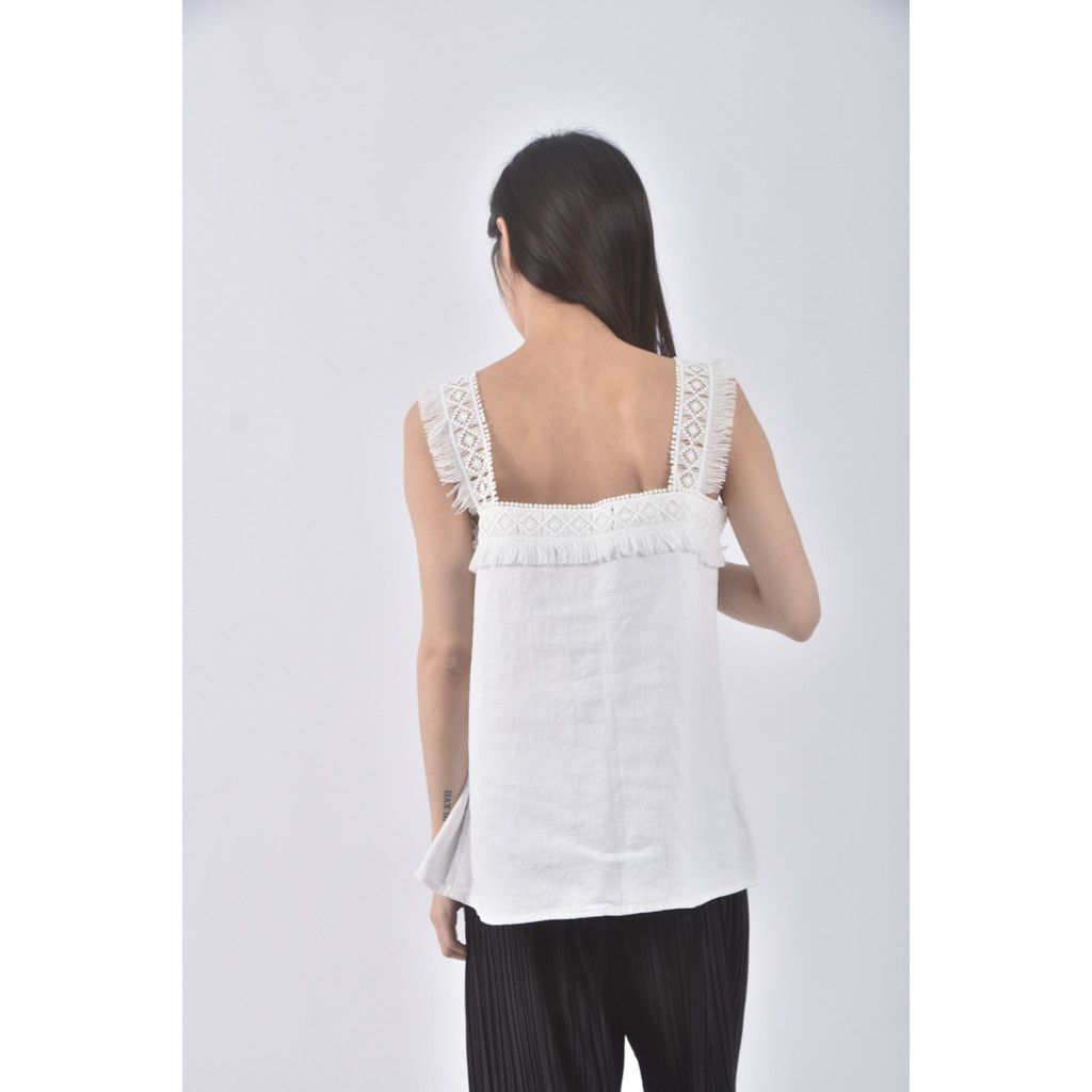 (S) carual style質感吊帶棉質白色上衣二手衣, , large