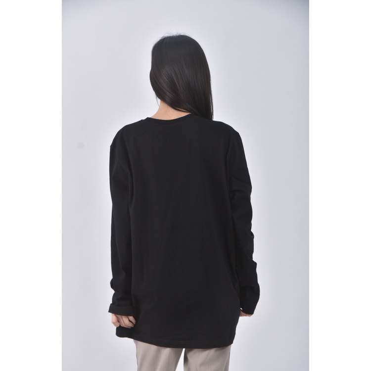 (L) net微v領黑色長袖上衣二手衣, , large