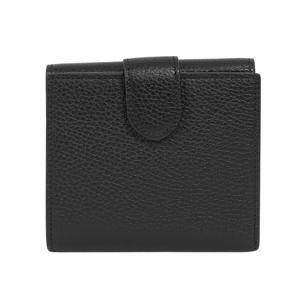 GUCCI  Marmont 金色標誌粒紋皮革釦式二折短夾/黑色, , large