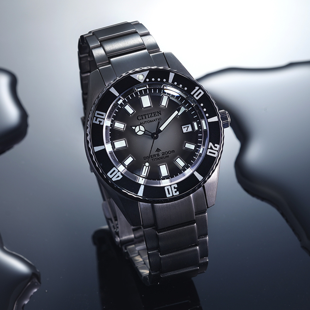CITIZEN 星辰 限量 1977征服潛水機械錶款-鈦-暗黑款 NB6025-59H, , large