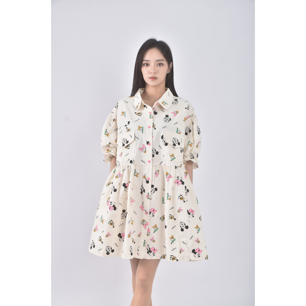 (XL) 質感米奇杏色洋裝二手衣, , large