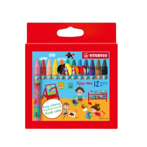 【德國天鵝STABILO】 Yippy-wax 趣味蠟筆 12色(ST2812), , large