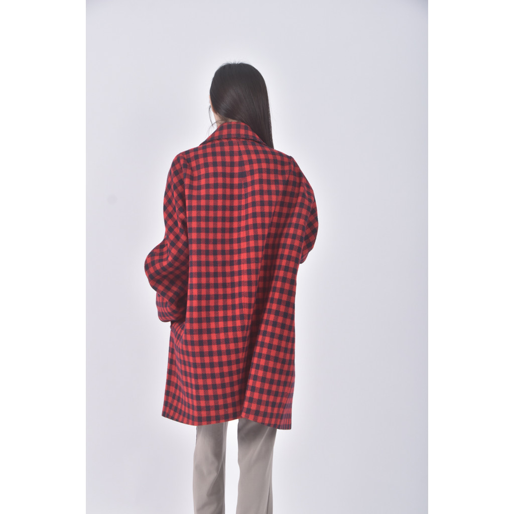 (M) united colors of benetton質感格紋紅色外套二手衣, , large