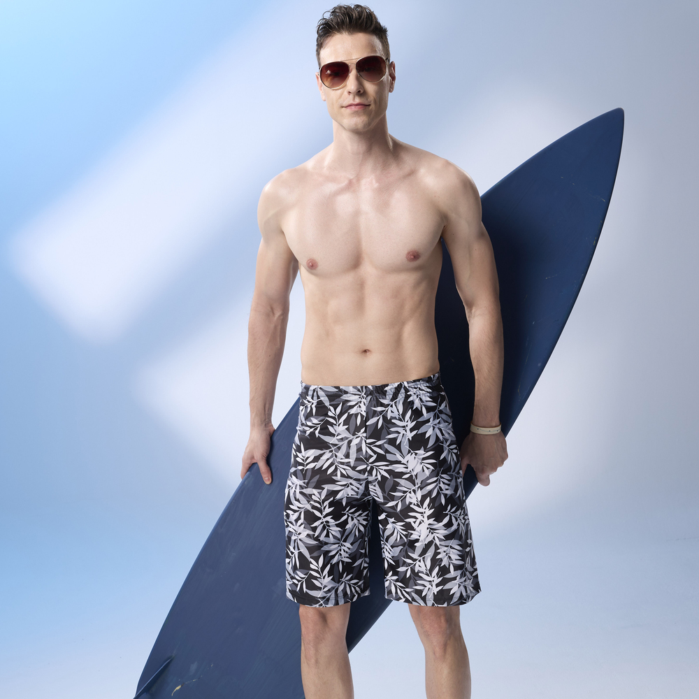 MONINA  MIT  Big men bamboo leaf beach swim trunks -XL