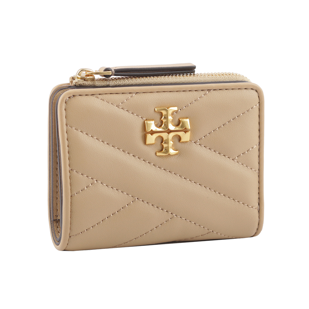 Tory Burch Kira 縫線設計暗釦拉鍊零錢袋短夾/沙漠色, , large
