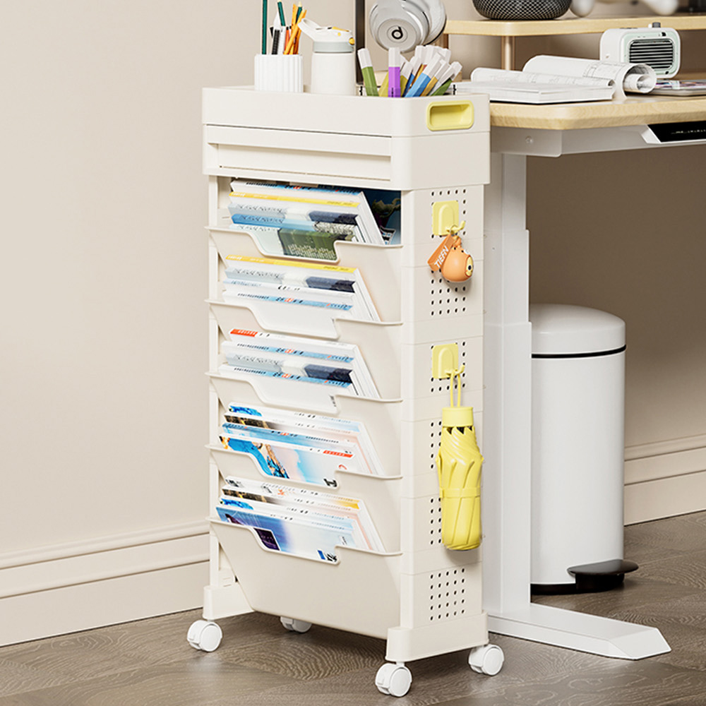 【AOTTO】大容量移動附抽屜五層收納書架(AS-602), , large