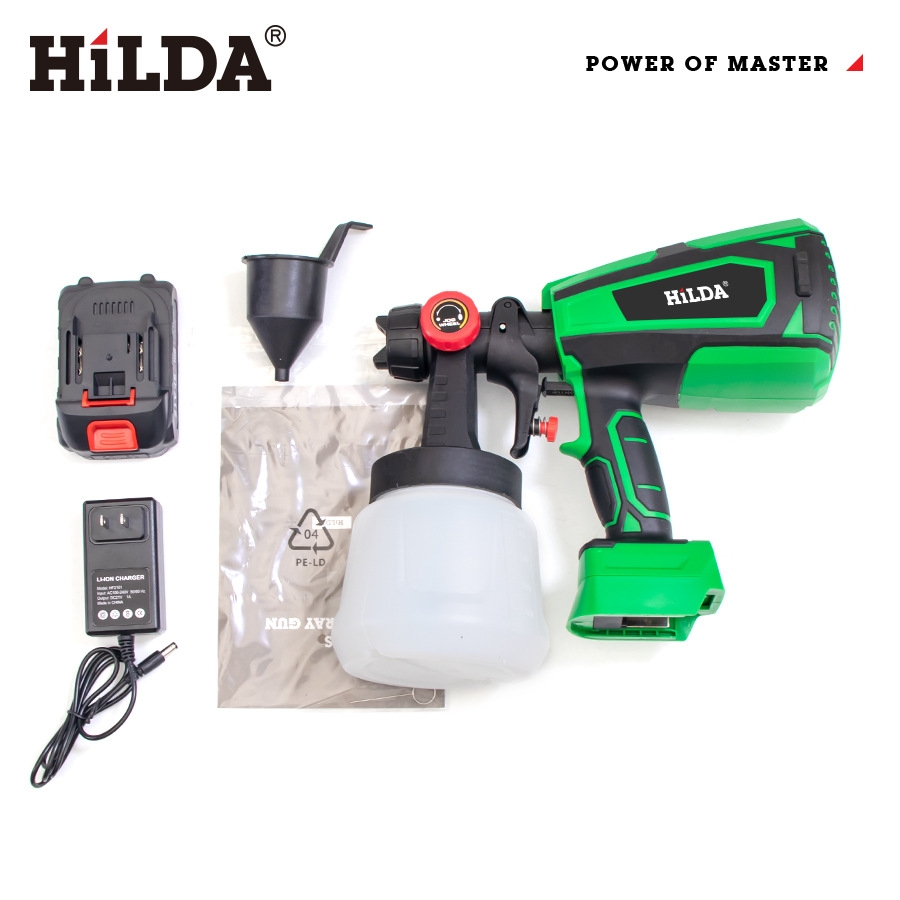 【HILDA】希爾達電動工具 21V 單電 充電式 噴漆槍 一鍵啟動控制, , large