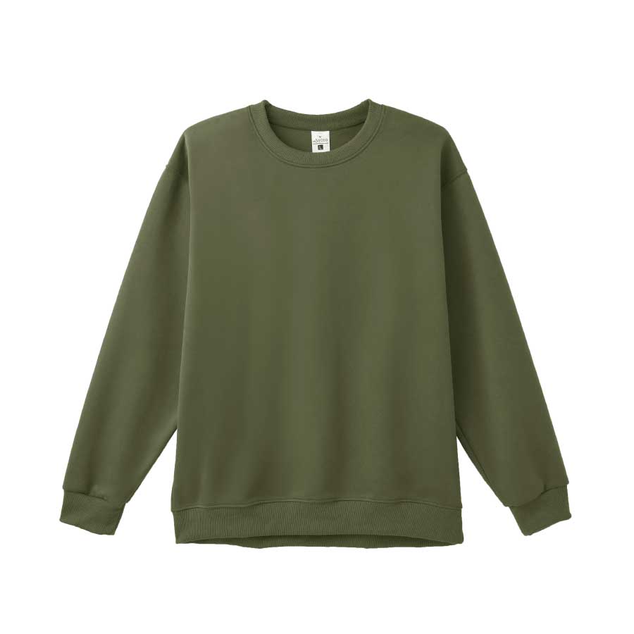 韓版圓領大學T-橄欖綠L