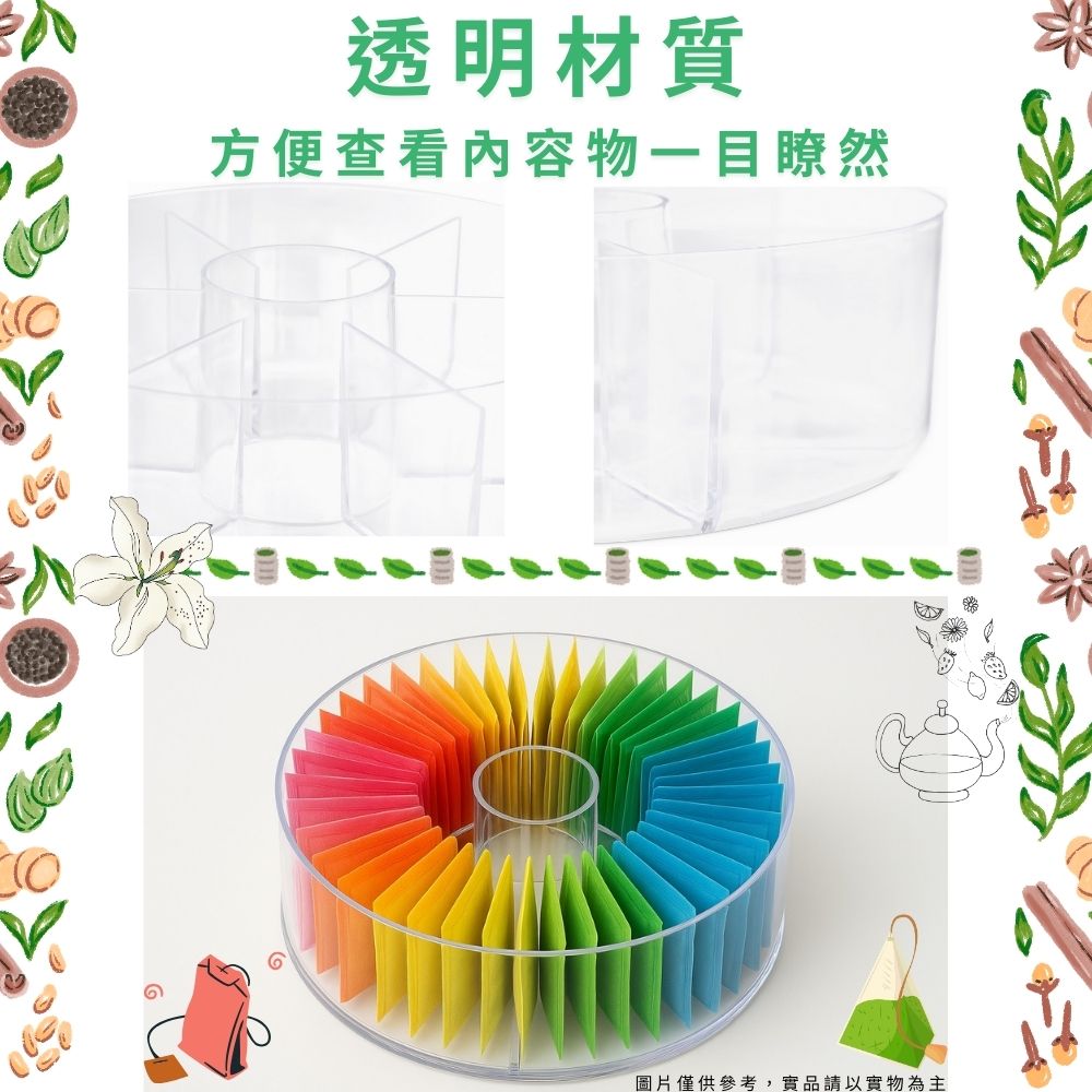 金德恩 GS MALL 台灣製造 茶包收納盒 圓形茶包盒 茶包保存盒 茶包分隔收納盒 茶包置物盒 茶包儲物盒 茶包盒, , large