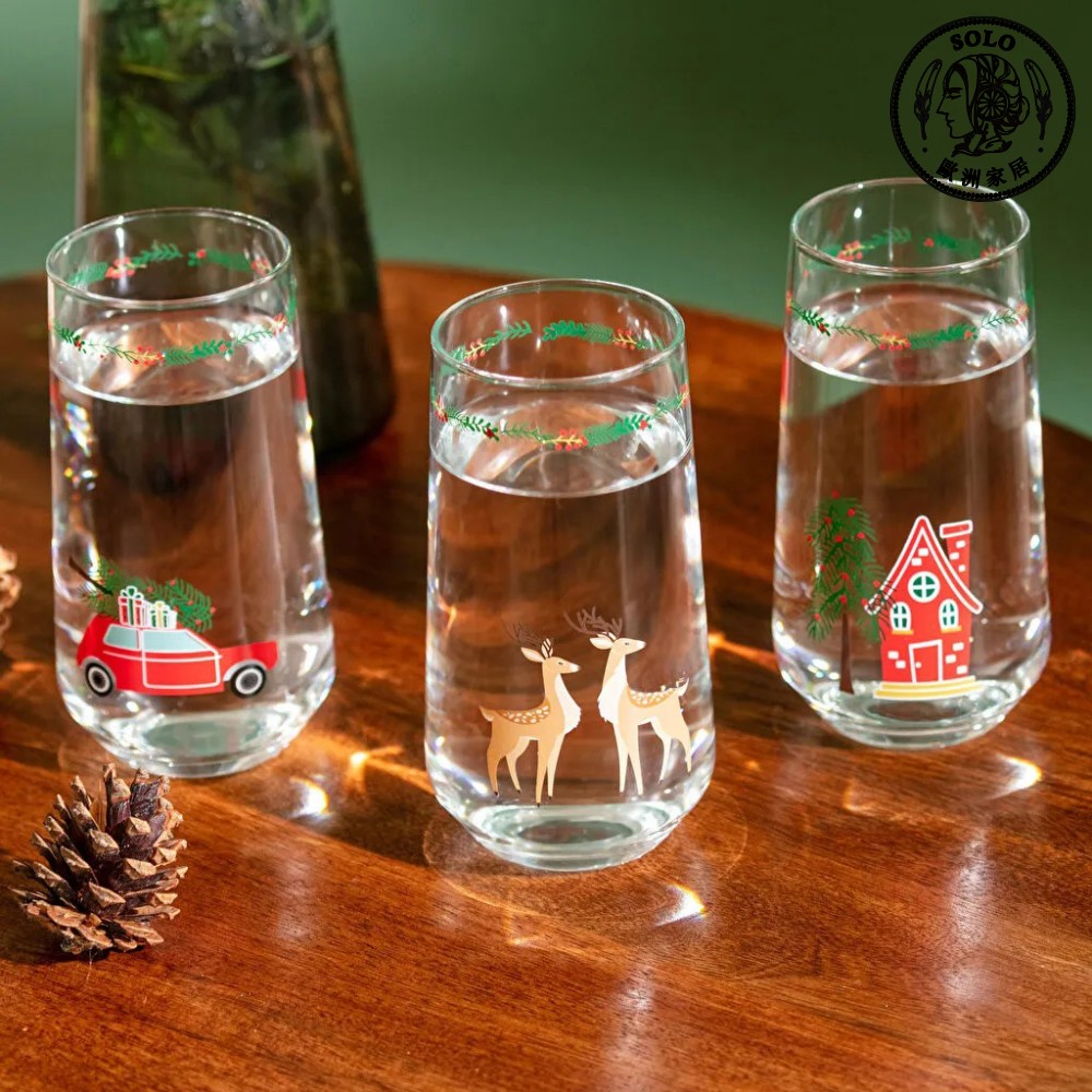 【SOLO Vintage】LCW Home 470ml Christmas Glass Set of 3 Made in Turkey, , large