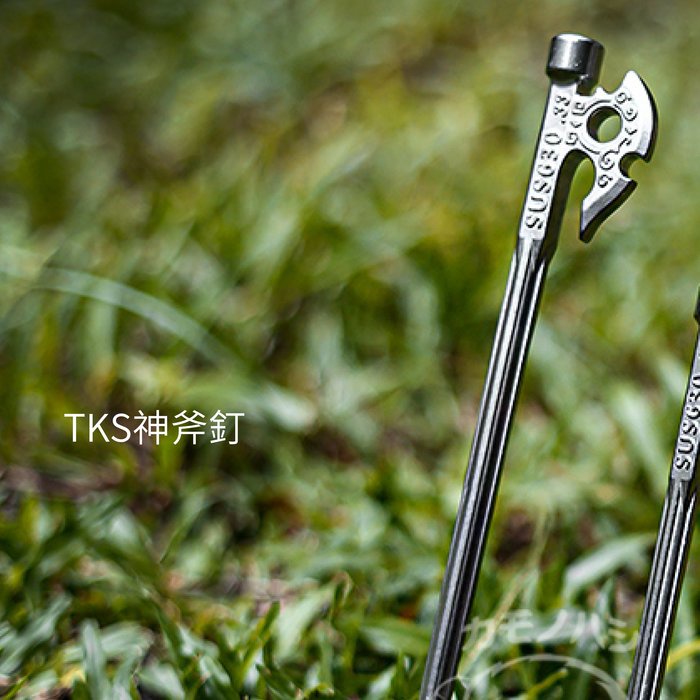 22cm Stainless Steel Axe-Head Peg, , large