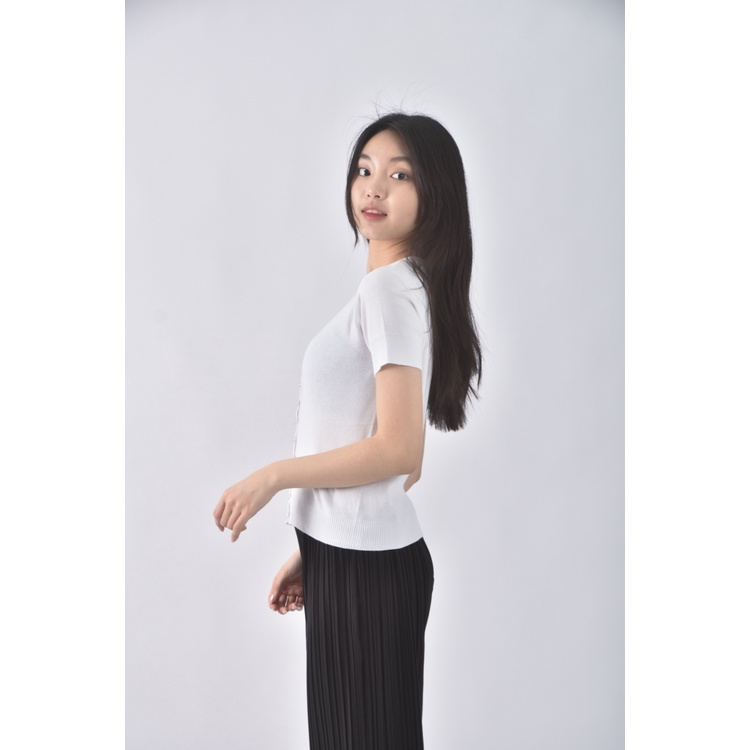 (S) agnes b質感棉質純棉白色短袖上衣二手衣, , large