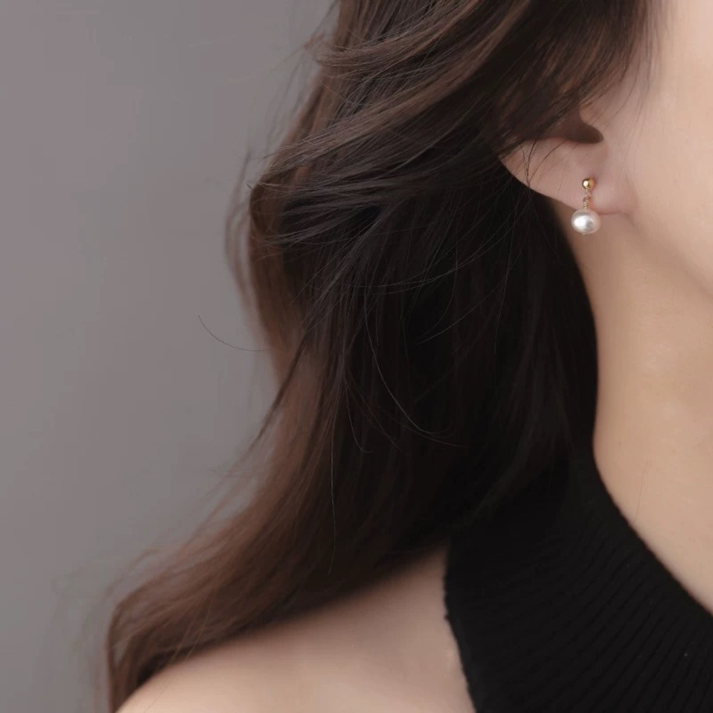 韓版s925純銀精緻典雅珍珠耳釘耳環  附馬卡收納盒 , , large