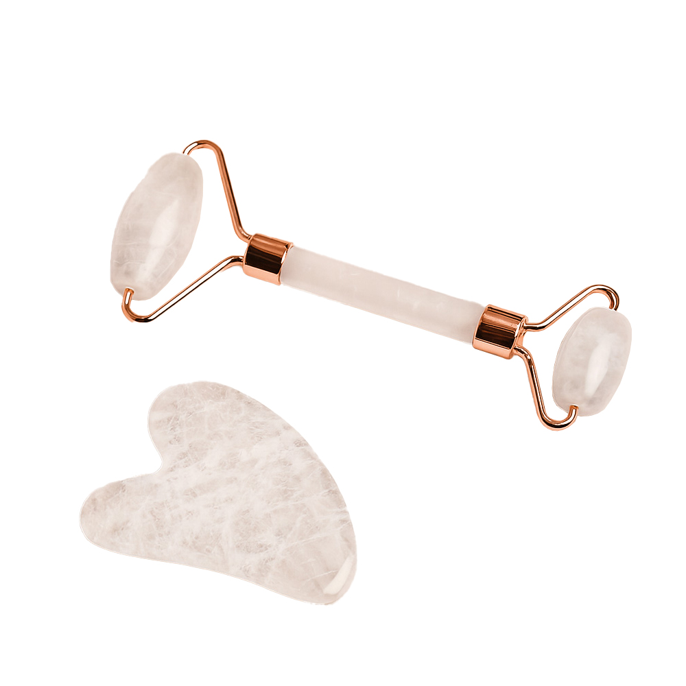 【上手家居】白水晶刮痧美容兩件組(刮痧板/臉部刮痧板/臉部按摩器/水晶刮痧板), , large