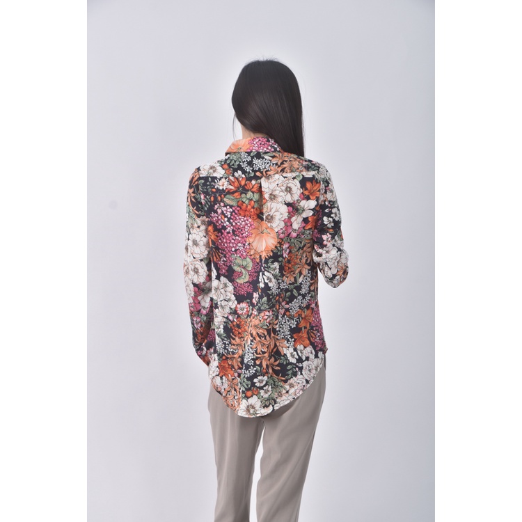 (S) first nice花朵黑色長袖上衣二手衣, , large