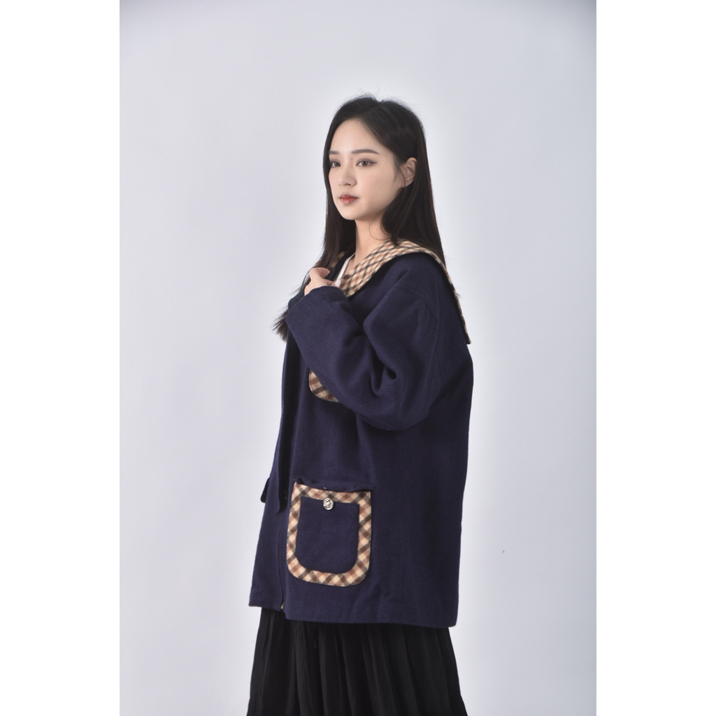 (XL) leader textile格紋藍色外套二手衣, , large