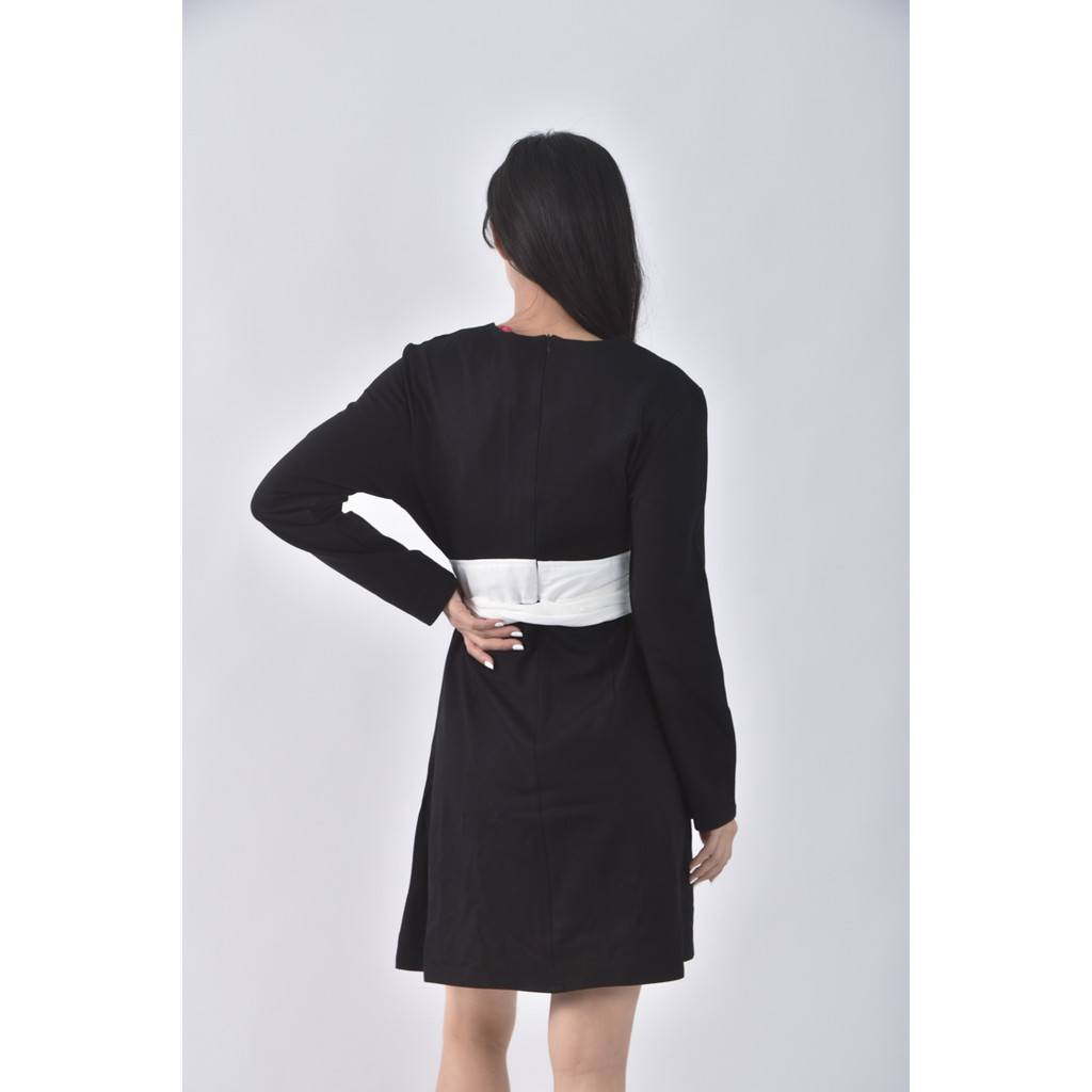 (S) in質感撞色綁帶黑色洋裝二手衣, , large