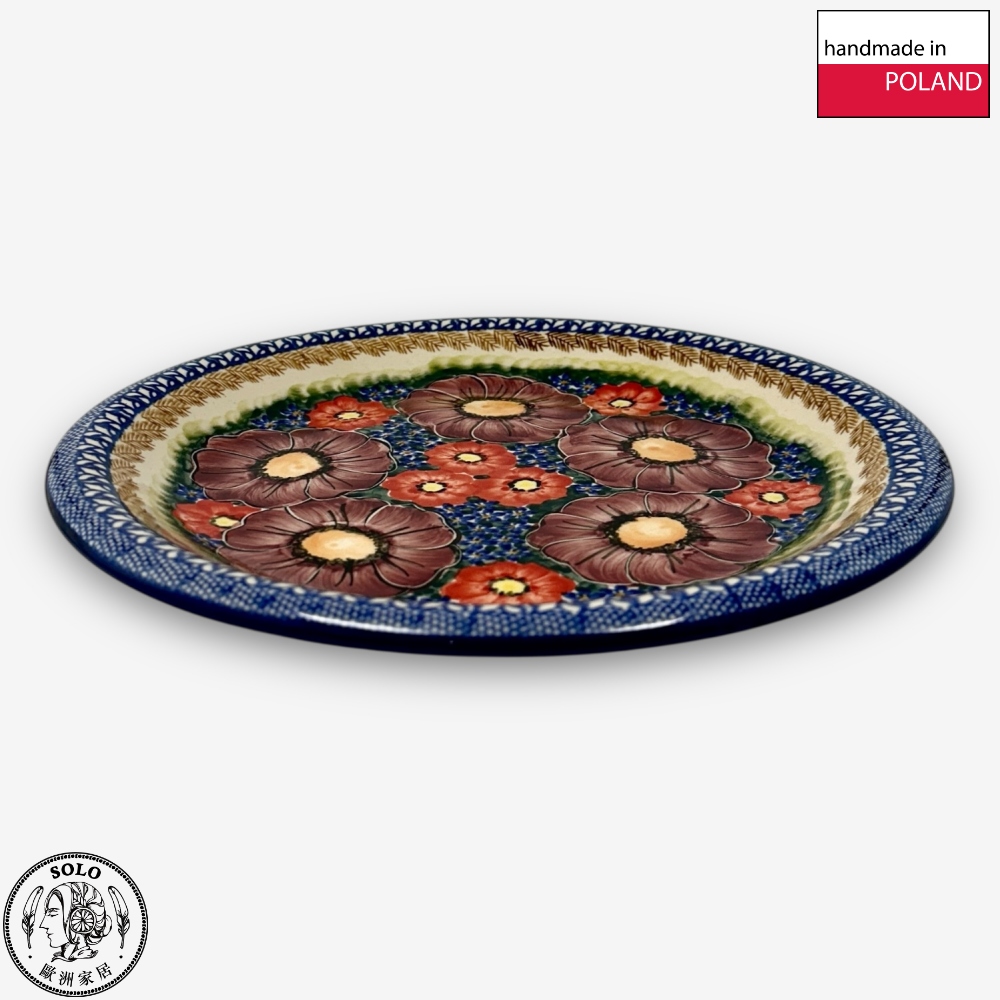 【SOLO歐洲家居】波蘭製 Cerraf 波蘭陶 26cm 大盤 圓盤 雅紅之宴系列, , large
